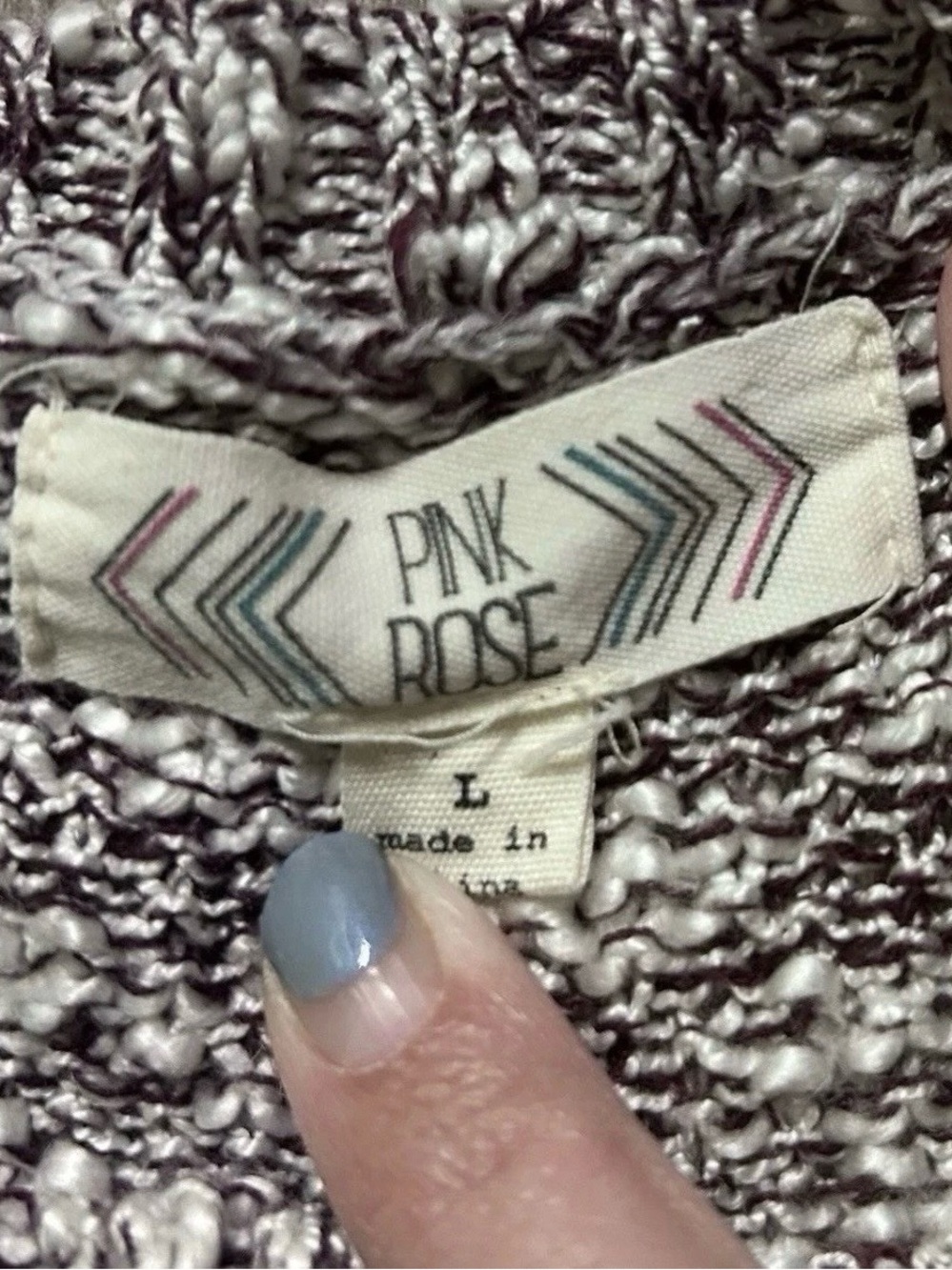 Women’s Pink Rose Striped Sweater Size Large Winter Cold Weather - Picture 3 of 3